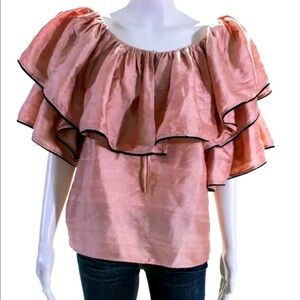 Rhode resort blush pink blanca ruffle blouse small